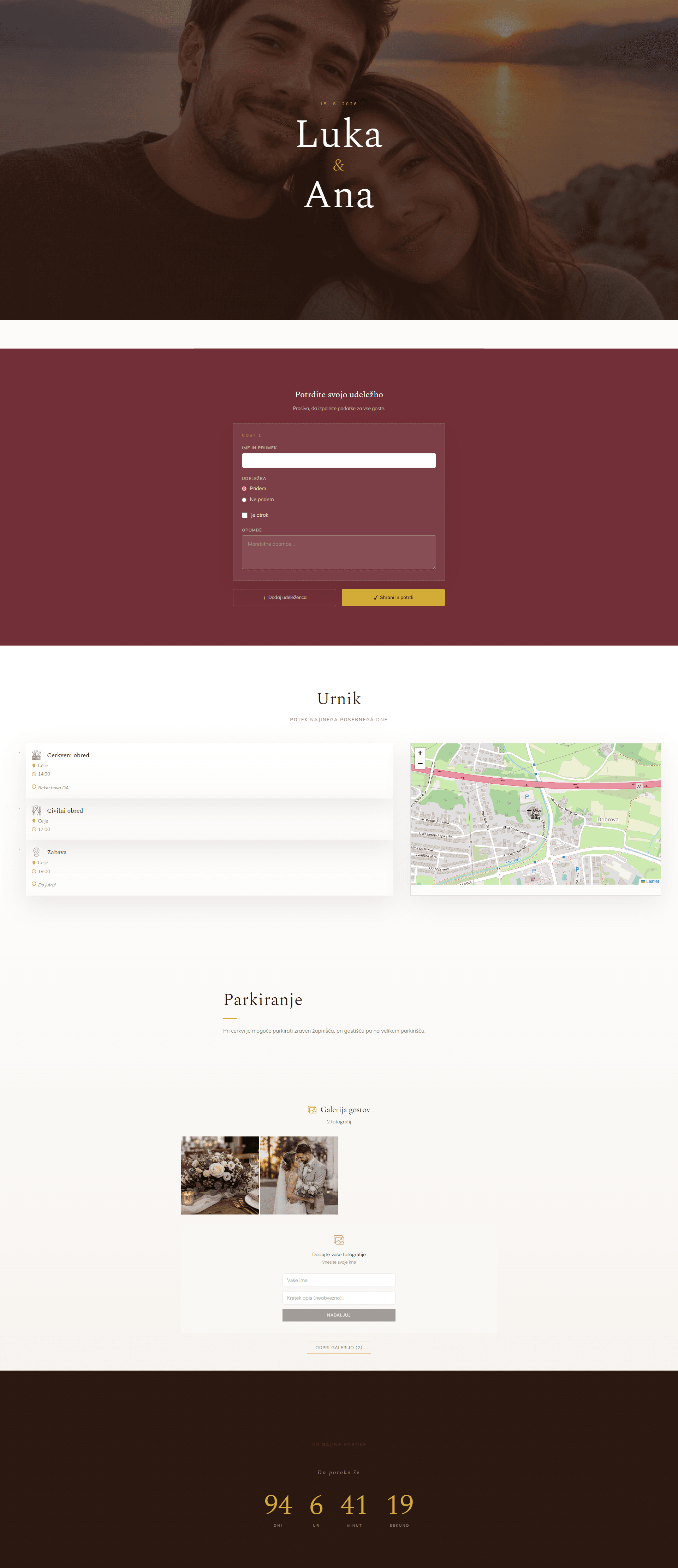 Elegantni wedding website template preview
