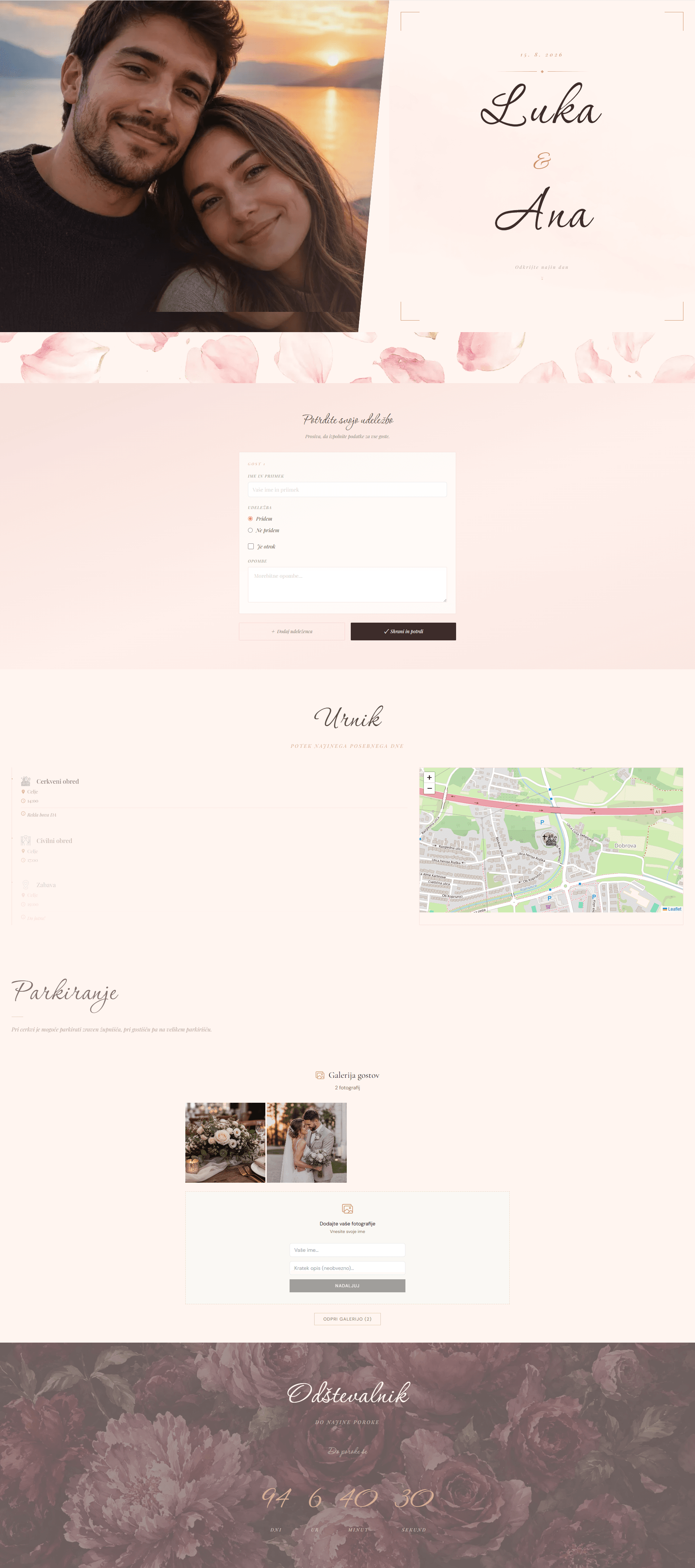 Jadranski wedding website template preview